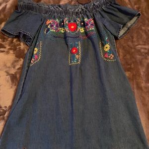 Denim off the shoulder dress